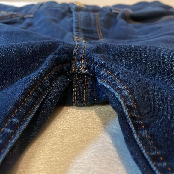 7 For All Mankind- Jen 7 Embellished Hem Straight Crop Jeans Dark Hudson Blue 4 - Picture 9 of 10